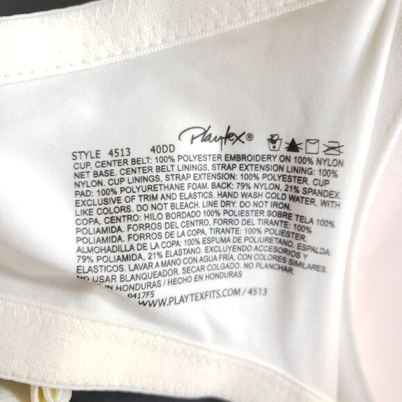 Playtex Secrets Side Smoothing Full-Figure Bra 40DD White Embroidered Polyester/ - Picture 4 of 5